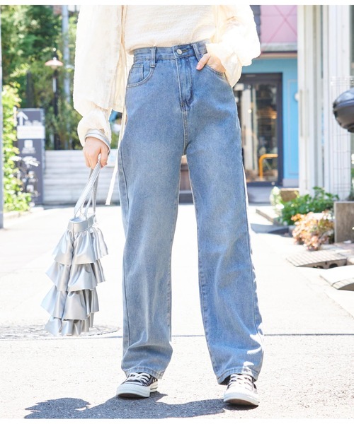 CHILLE（チル）の「ツイルストレートパンツ（デニムパンツ・レディース・ピンク/ブラック/ブルー・M/S）」の10枚目の写真