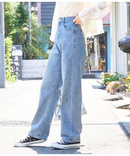 CHILLE（チル）の「ツイルストレートパンツ（デニムパンツ・レディース・ピンク/ブラック/ブルー・M/S）」の12枚目の写真