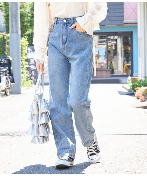 CHILLE（チル）の「ツイルストレートパンツ（デニムパンツ・レディース・ピンク/ブラック/ブルー・M/S）」の11枚目の写真