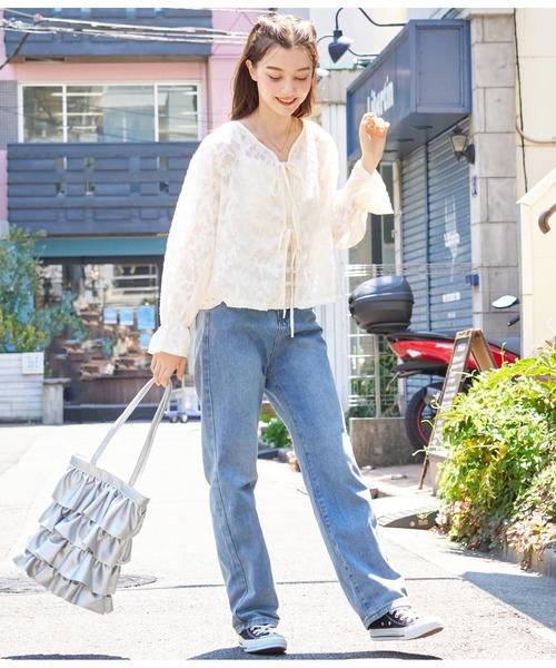 CHILLE（チル）の「ツイルストレートパンツ（デニムパンツ・レディース・ピンク/ブラック/ブルー・M/S）」の14枚目の写真