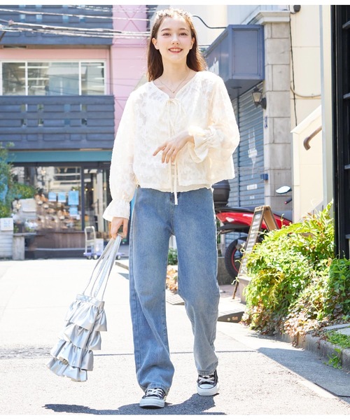 CHILLE（チル）の「ツイルストレートパンツ（デニムパンツ・レディース・ピンク/ブラック/ブルー・M/S）」の15枚目の写真