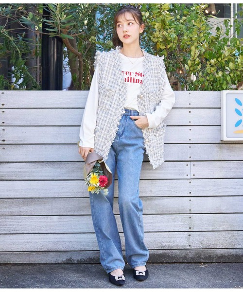 CHILLE（チル）の「ツイルストレートパンツ（デニムパンツ・レディース・ピンク/ブラック/ブルー・M/S）」の19枚目の写真