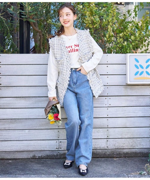 CHILLE（チル）の「ツイルストレートパンツ（デニムパンツ・レディース・ピンク/ブラック/ブルー・M/S）」の20枚目の写真