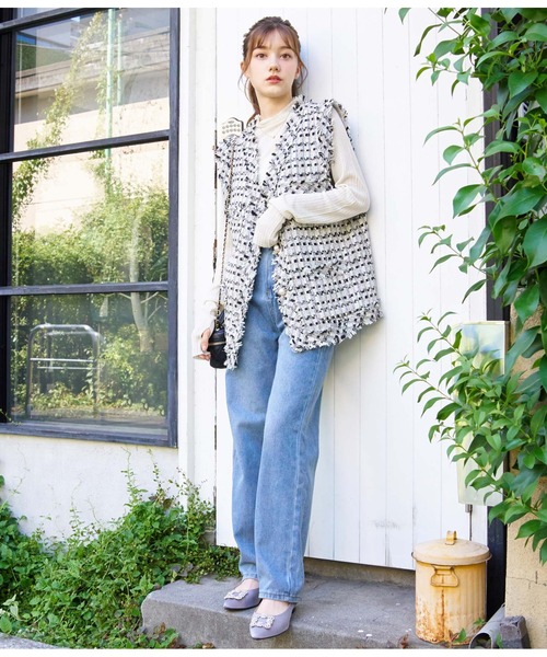 CHILLE（チル）の「ツイルストレートパンツ（デニムパンツ・レディース・ピンク/ブラック/ブルー・M/S）」の22枚目の写真