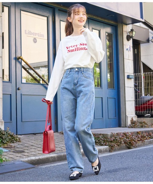 CHILLE（チル）の「ツイルストレートパンツ（デニムパンツ・レディース・ピンク/ブラック/ブルー・M/S）」の17枚目の写真