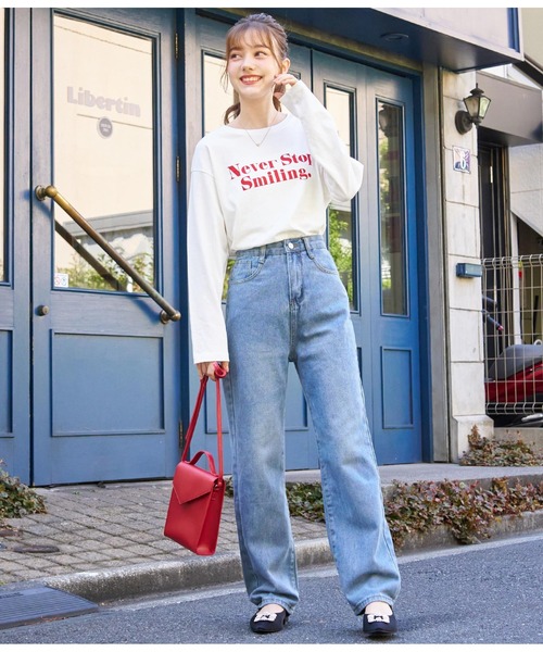 CHILLE（チル）の「ツイルストレートパンツ（デニムパンツ・レディース・ピンク/ブラック/ブルー・M/S）」の18枚目の写真