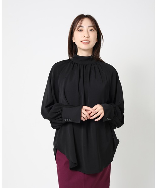 ONE'S TRUE（ワンズトゥルー）の「スタンドカラーブラウス（シャツ/ブラウス・レディース・ブラック/オフホワイト・M）」の14枚目の写真