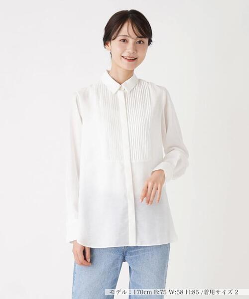 en recre（アンレクレ）の「ピンタックシャツブラウス（シャツ/ブラウス・レディース・オフホワイト/サックスブルー/ブラック・2）」の4枚目の写真