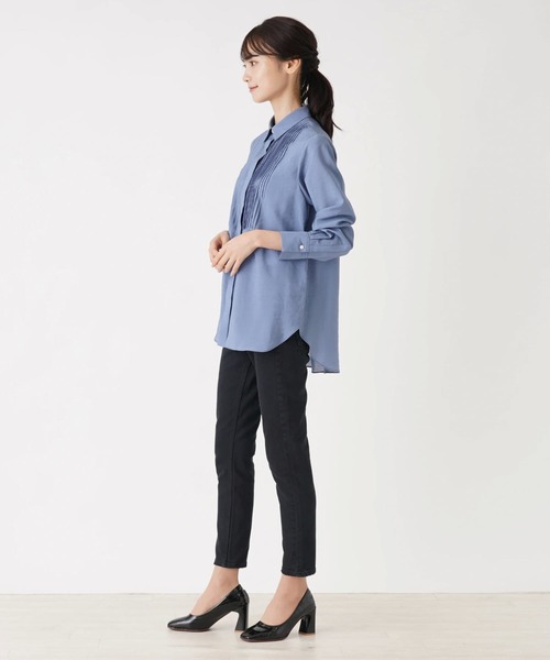 en recre（アンレクレ）の「ピンタックシャツブラウス（シャツ/ブラウス・レディース・オフホワイト/サックスブルー/ブラック・2）」の7枚目の写真