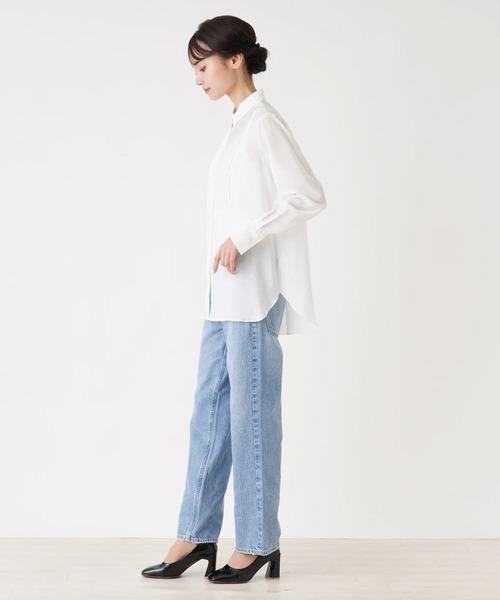 en recre（アンレクレ）の「ピンタックシャツブラウス（シャツ/ブラウス・レディース・オフホワイト/サックスブルー/ブラック・2）」の10枚目の写真