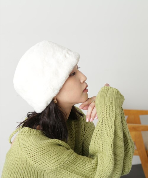 FREE'S MART(フリーズマート)の「◆フェイクファーメーテル帽(ハット・レディース・ブラック/アイボリー・フリ-)」の7枚目の写真