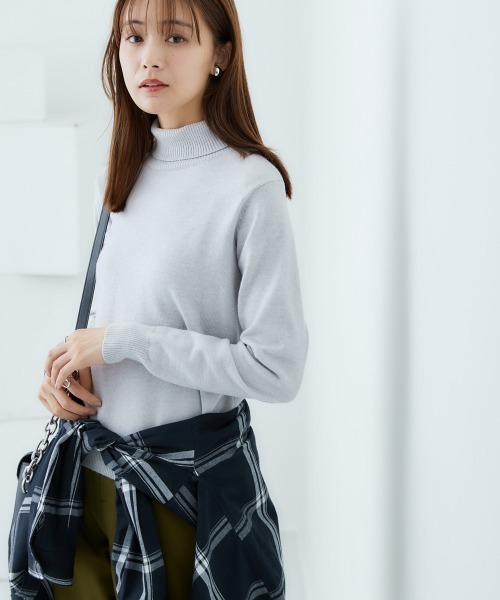 セール】洗えるタートルネックニット(毛玉になりにくい・ふんわり