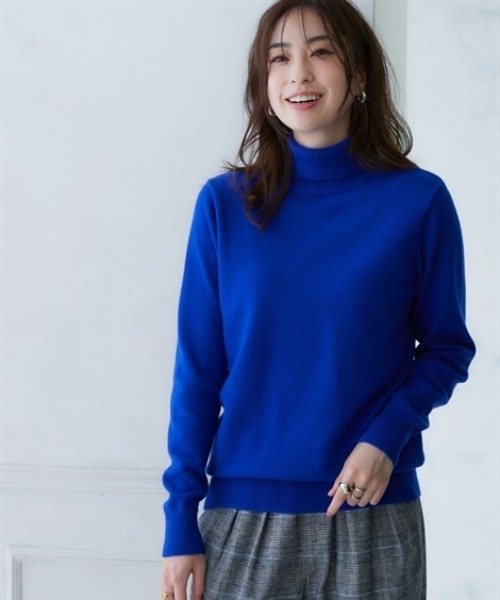 TFW49 タートルネックニット blue S 新品 セール】洗えるタートルネックニット(毛玉になりにくい・ふんわり