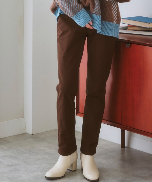 nissen（ニッセン）の「裏起毛　動けてキレイ見えスリムパンツ（ストレッチ素材）（その他パンツ・レディース・オフホワイト/カーキ/ネイビー/ブラック/グリーン/ブラウン/グリーン系・S/M/LL/L）」の3枚目の写真