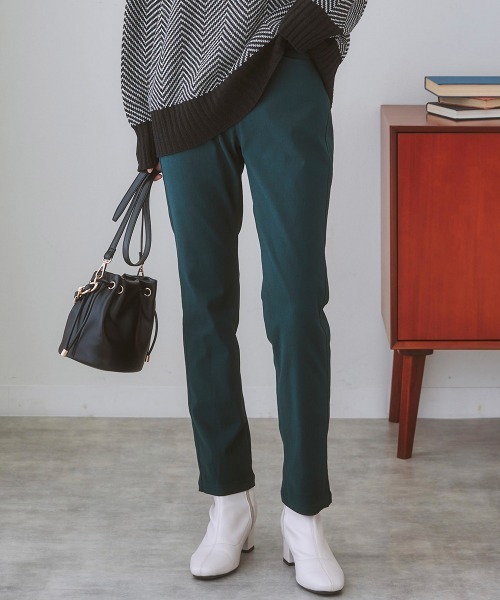 nissen（ニッセン）の「裏起毛　動けてキレイ見えスリムパンツ（ストレッチ素材）（その他パンツ・レディース・オフホワイト/カーキ/ネイビー/ブラック/グリーン/ブラウン/グリーン系・S/M/LL/L）」の5枚目の写真