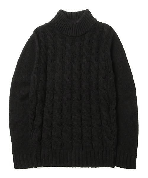 BEAMS LIGHTS Men's（ビームスライツ メンズ）の「BEAMS LIGHTS / ケーブルハイネックニット（日本製）（ニット/セーター・メンズ・グレー/ホワイト/ブラック・SMALL/MEDIUM/X-LARGE/LARGE）」の9枚目の写真