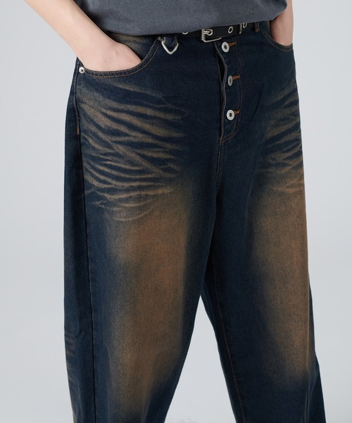 WISH FOR EVER（ウィッシュフォーエバー）の「OVERDYED WIDE DENIM / オーバーダイワイドデニム（デニムパンツ・メンズ・インディゴブルー/ライトインディゴブルー/ブラック/ブラック系その他/ダークグレー/ライトブルー/ブルー・MEDIUM/LARGE/SMALL）」の13枚目の写真