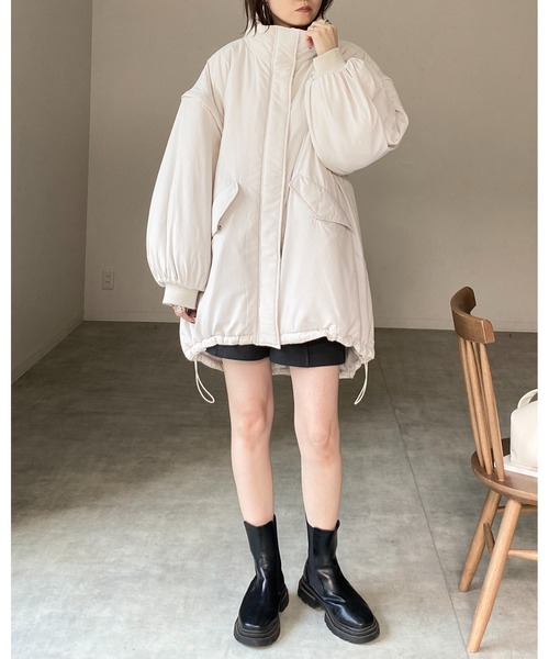 JUNOAH 2way中綿スタンドカラーミドルコート 袖取り外し可能 ダウン She's Closet（シーズクローゼット）の「袖取り外し可能スタンド