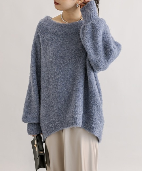 RIVE DROITE（リヴドロワ）の「ブークレーボリュームスリーブニット（ニット/セーター・レディース・ブルー/モカ・FREE）」の9枚目の写真