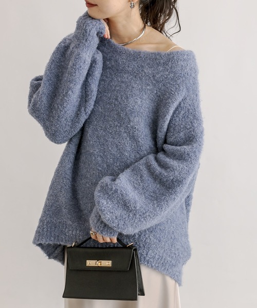 RIVE DROITE（リヴドロワ）の「ブークレーボリュームスリーブニット（ニット/セーター・レディース・ブルー/モカ・FREE）」の8枚目の写真