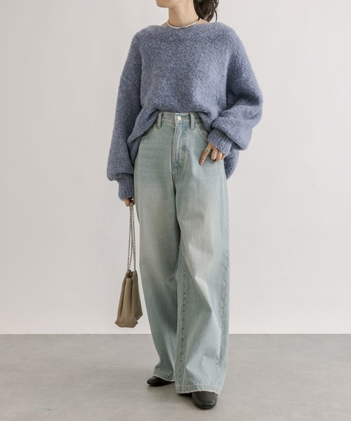 RIVE DROITE（リヴドロワ）の「ブークレーボリュームスリーブニット（ニット/セーター・レディース・ブルー/モカ・FREE）」の12枚目の写真