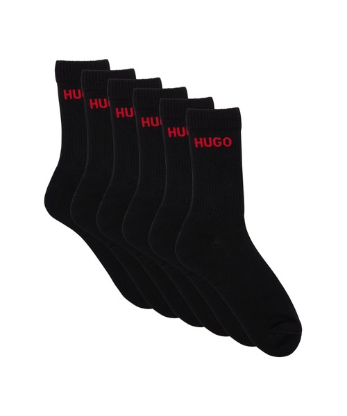 HUGO（ヒューゴ）の「6パック HUGOロゴディテール クオーターレングス ソックス（ソックス/靴下・メンズ・ホワイト/ブラック・39-42/43-46）」の2枚目の写真