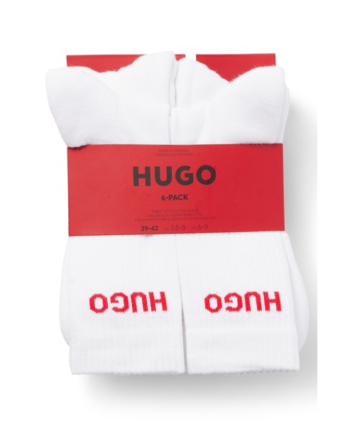 HUGO（ヒューゴ）の「6パック HUGOロゴディテール クオーターレングス ソックス（ソックス/靴下・メンズ・ホワイト/ブラック・39-42/43-46）」の4枚目の写真