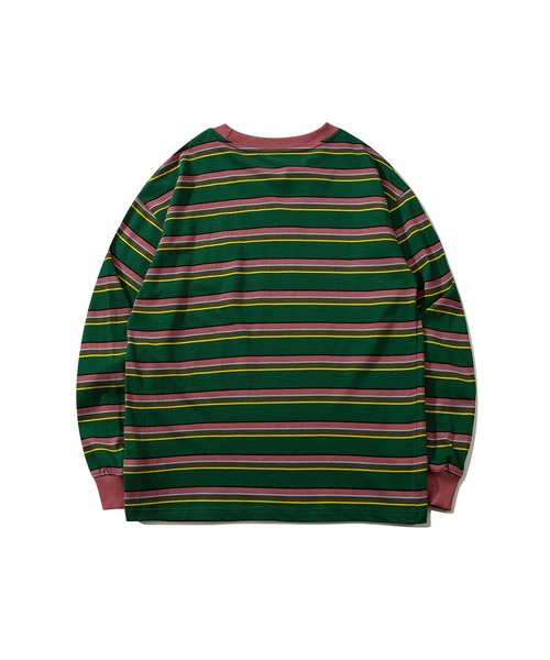 HOOK(フック)の「HOOK -original- アメカジワンポイント刺繍マルチボーダー長袖カットソー(Tシャツ/カットソー・メンズ・グリーン/ネイビー/ピンク/ホワイト・L/XL/M)」の11枚目の写真