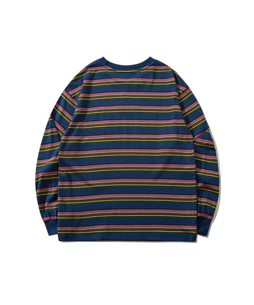 HOOK(フック)の「HOOK -original- アメカジワンポイント刺繍マルチボーダー長袖カットソー(Tシャツ/カットソー・メンズ・グリーン/ネイビー/ピンク/ホワイト・L/XL/M)」の7枚目の写真