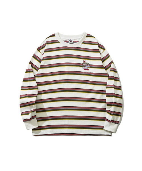HOOK(フック)の「HOOK -original- アメカジワンポイント刺繍マルチボーダー長袖カットソー(Tシャツ/カットソー・メンズ・グリーン/ネイビー/ピンク/ホワイト・L/XL/M)」の8枚目の写真