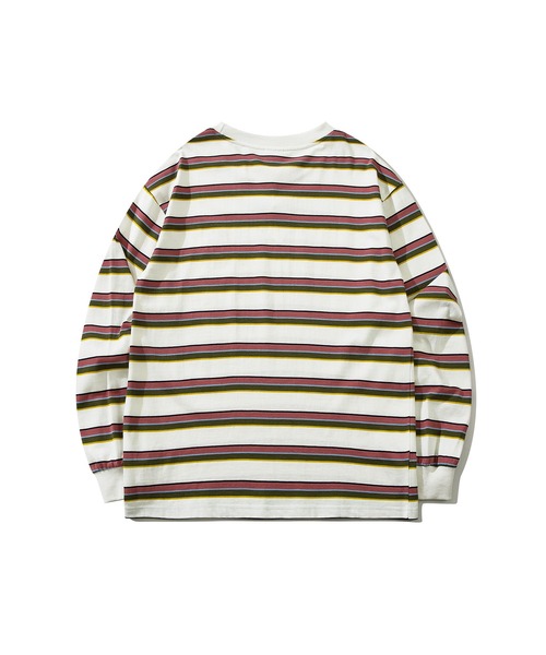 HOOK(フック)の「HOOK -original- アメカジワンポイント刺繍マルチボーダー長袖カットソー(Tシャツ/カットソー・メンズ・グリーン/ネイビー/ピンク/ホワイト・L/XL/M)」の9枚目の写真