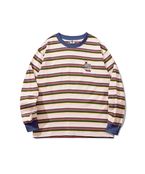 HOOK(フック)の「HOOK -original- アメカジワンポイント刺繍マルチボーダー長袖カットソー(Tシャツ/カットソー・メンズ・グリーン/ネイビー/ピンク/ホワイト・L/XL/M)」の12枚目の写真
