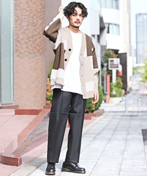 LUXSTYLE(ラグスタイル)の「ブロック切替オーバーサイズカーディガン(カーディガン/ボレロ・メンズ・ベージュ/グレー・L/M)」の5枚目の写真