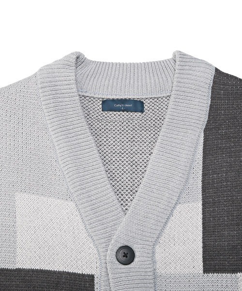 LUXSTYLE(ラグスタイル)の「ブロック切替オーバーサイズカーディガン(カーディガン/ボレロ・メンズ・ベージュ/グレー・L/M)」の11枚目の写真