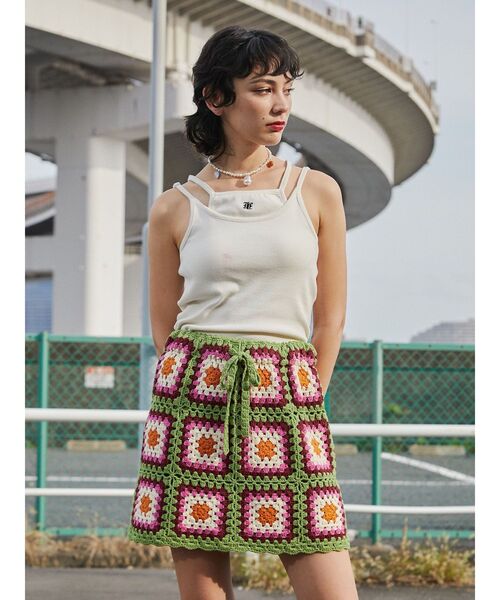 完売！大人気！jouetieジュエティ カラークロシェスカート コットン100 完売！大人気！jouetieジュエティ カラークロシェスカート