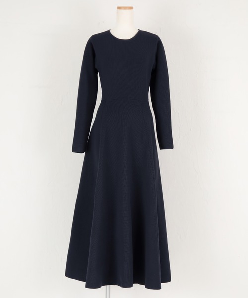 UR'S（ユアーズ）の「ﾗｳﾝﾄﾞﾈｯｸﾌﾚｱﾛﾝｸﾞﾆｯﾄﾜﾝﾋﾟｰｽ（ワンピース・レディース・グレイッシュベージュ/ネイビー/ブラック・M/S/L）」の7枚目の写真