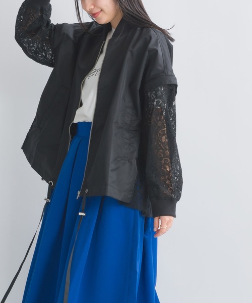 PICCIN（ピッチン）の「【WEB限定】2WAYレースドッキングブルゾン（ブルゾン・レディース・ブラック/カーキ・M）」の4枚目の写真