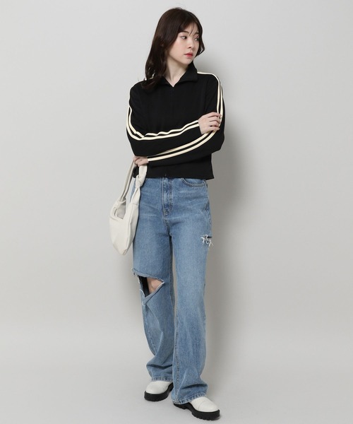 3.3 Field Trip (3.3フィールドトリップ)の「3.3 Field Trip/ラインZIP UP 2995584(Tシャツ/カットソー・レディース・ブラック/ネイビー・FREE)」の12枚目の写真