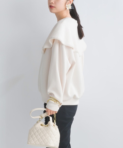 PICCIN(ピッチン)の「【WEB限定】スポンジリバービッグカラープルオーバー(Tシャツ/カットソー・レディース・オフホワイト/ブラック系その他/グレー・S/M/L)」の6枚目の写真