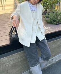 ファンシーツィードVカラージャケット