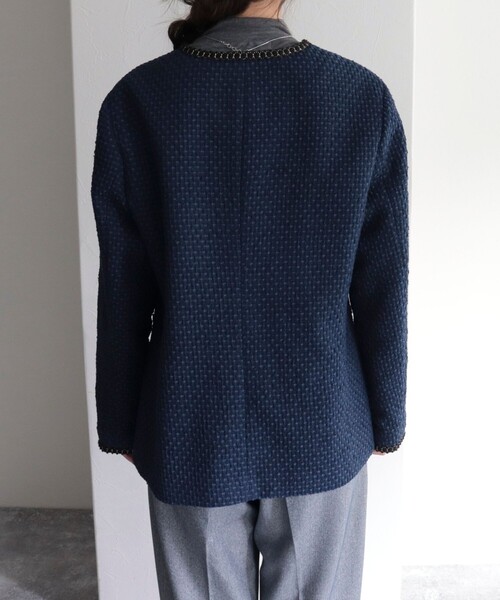 fredy emue(フレディエミュ)の「ファンシーツィードVカラージャケット(ノーカラージャケット・レディース・ブラック系その他/アイボリー/ネイビー・38)」の11枚目の写真