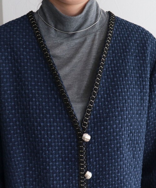 fredy emue(フレディエミュ)の「ファンシーツィードVカラージャケット(ノーカラージャケット・レディース・ブラック系その他/アイボリー/ネイビー・38)」の12枚目の写真