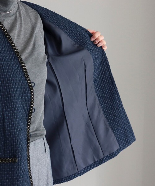 fredy emue(フレディエミュ)の「ファンシーツィードVカラージャケット(ノーカラージャケット・レディース・ブラック系その他/アイボリー/ネイビー・38)」の16枚目の写真