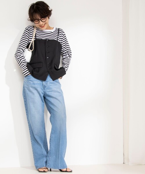 Rie Miller（リエミラー）の「《セットアップ対応》ウォッシャブルビスチェ（ベスト・レディース・ベージュ/ブラック・38）」の3枚目の写真