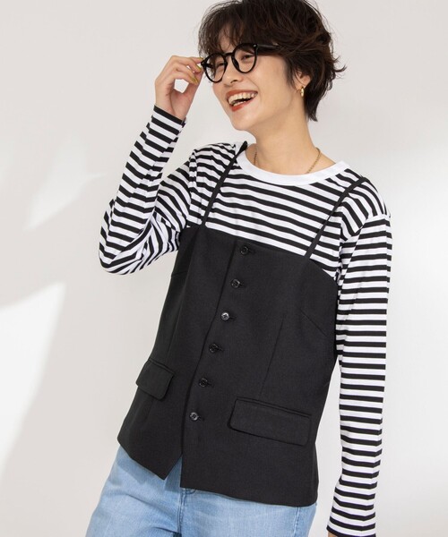 Rie Miller（リエミラー）の「《セットアップ対応》ウォッシャブルビスチェ（ベスト・レディース・ベージュ/ブラック・38）」の19枚目の写真