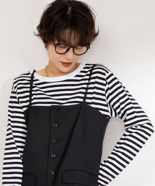 Rie Miller（リエミラー）の「《セットアップ対応》ウォッシャブルビスチェ（ベスト・レディース・ベージュ/ブラック・38）」の9枚目の写真