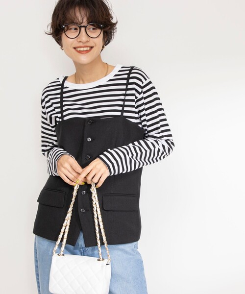 Rie Miller（リエミラー）の「《セットアップ対応》ウォッシャブルビスチェ（ベスト・レディース・ベージュ/ブラック・38）」の13枚目の写真