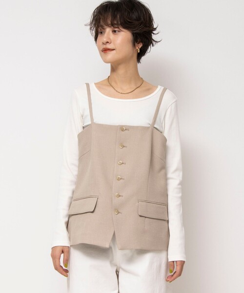 Rie Miller（リエミラー）の「《セットアップ対応》ウォッシャブルビスチェ（ベスト・レディース・ベージュ/ブラック・38）」の15枚目の写真