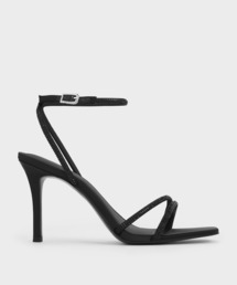 CHARLES & KEITH | サテン クリスタルエンベリッシュドアシメトリックヒールサンダル(サンダル)