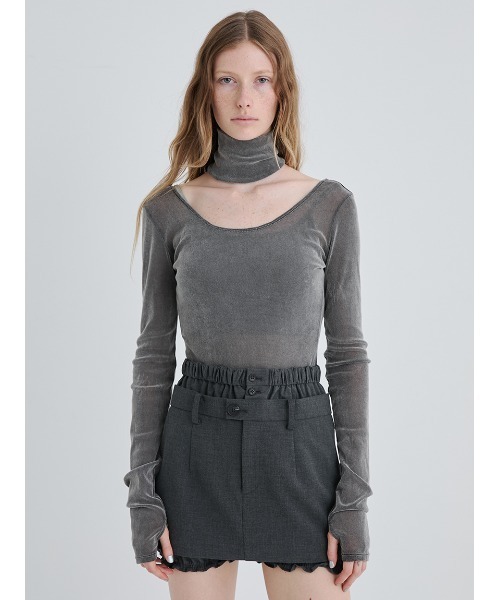 トップス Flocky Tulle Ballerina Neck Bodysuit セール】Flocky Tulle Ballerina Neck Bodysuit/フロッキーチュール